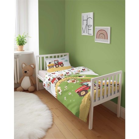 Pamut ágynemű huzat 90*120 cm - Napos farm piros traktorral