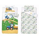 Pamut ágynemű huzat 100*135 cm - Napos farm kék traktorral