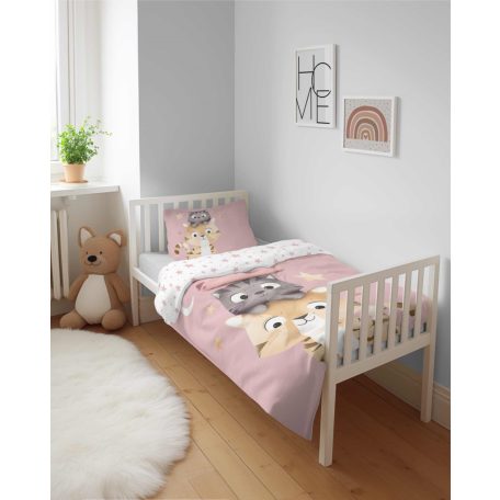 Pamut ágynemű huzat 90*120 cm - Cuki Cicák rózsaszín