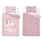 Pamut ágynemű huzat 90*120 cm - Believe in magic púderrózsaszín 