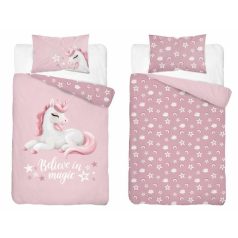   Pamut ágynemű huzat 90*120 cm - Believe in magic púderrózsaszín 