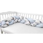 Baby Shop prémium fonott fejvédő kiságyba 250cm - Kék maci