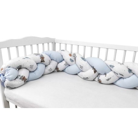 Baby Shop prémium fonott fejvédő kiságyba 250cm - Kék maci