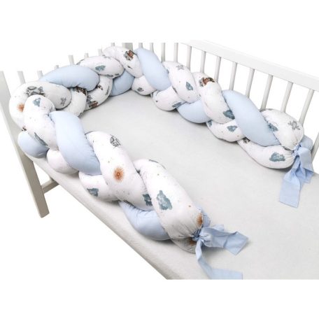 Baby Shop prémium fonott fejvédő kiságyba 250cm - Kék maci