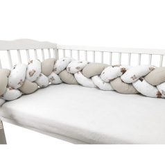   Baby Shop prémium fonott fejvédő kiságyba 250cm - Bézs maci
