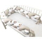 Baby Shop prémium fonott fejvédő kiságyba 250cm - Bézs maci
