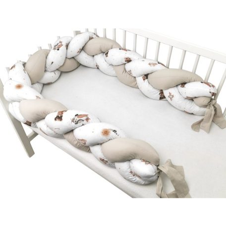 Baby Shop prémium fonott fejvédő kiságyba 250cm - Bézs maci