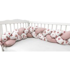   Baby Shop prémium fonott fejvédő kiságyba 250cm - Rózsaszín kacsa