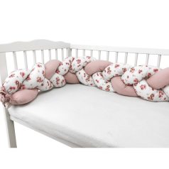   Baby Shop prémium fonott fejvédő kiságyba 250cm - Rózsaszín kacsa