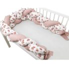 Baby Shop prémium fonott fejvédő kiságyba 250cm - Rózsaszín kacsa