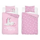 Pamut ágynemű huzat 90*120 cm - Believe in magic rózsaszín 