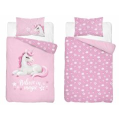   Pamut ágynemű huzat 90*120 cm - Believe in magic rózsaszín 