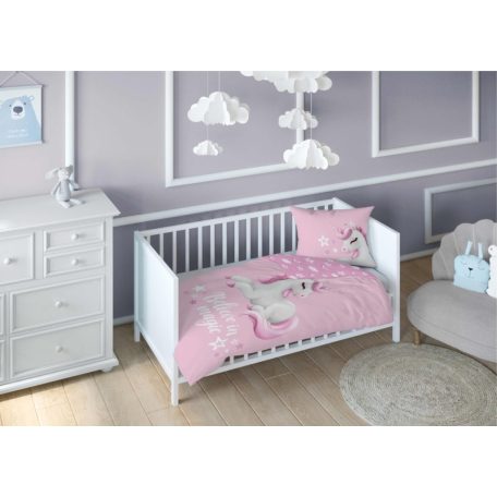 Pamut ágynemű huzat 90*120 cm - Believe in magic rózsaszín 