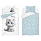 Pamut ágynemű huzat 90*120 cm - Cica kék