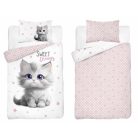 Pamut ágynemű huzat 90*120 cm - Cica rózsaszín
