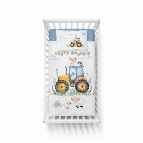 Pamut ágynemű huzat 100*135 cm - Sárga traktor