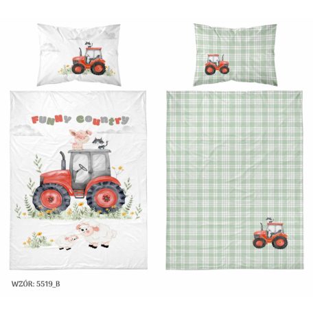 Pamut ágynemű huzat 100*135 cm - Piros traktor