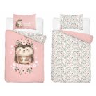 Pamut ágynemű huzat 90*120 cm - Süni púderrózsaszín 