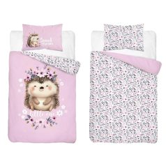 Pamut ágynemű huzat 100*135 cm - Süni rózsaszín