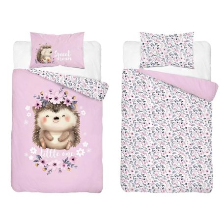 Pamut ágynemű huzat 100*135 cm - Süni rózsaszín