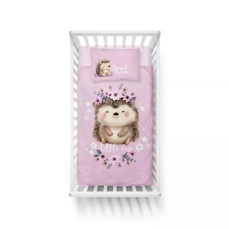 Pamut ágynemű huzat 100*135 cm - Süni rózsaszín