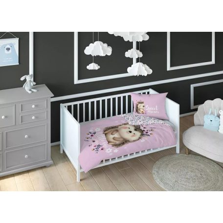 Pamut ágynemű huzat 100*135 cm - Süni rózsaszín