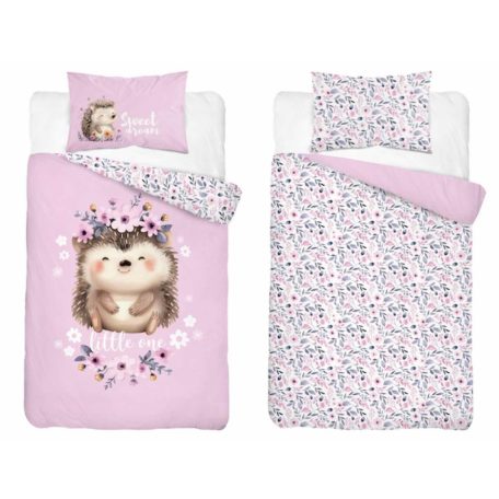 Pamut ágynemű huzat 100*135 cm - Süni rózsaszín