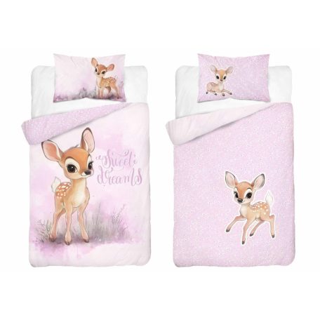 Pamut ágynemű huzat 90*120 cm - Őzike rózsaszín 