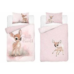 Pamut ágynemű huzat 100*135 cm - Őzike púderrózsaszín 