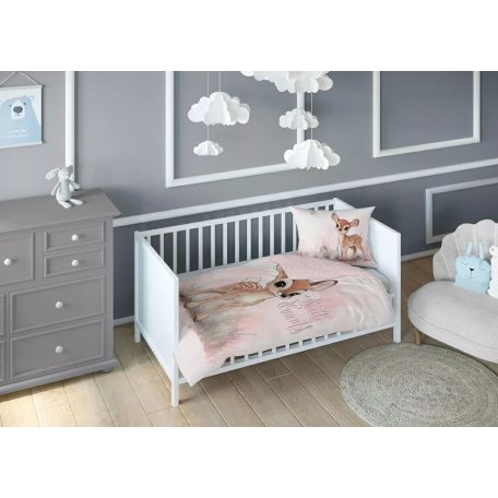 Pamut ágynemű huzat 100*135 cm - Őzike púderrózsaszín 