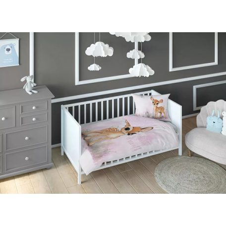 Pamut ágynemű huzat 100*135 cm - Őzike rózsaszín 