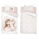 Pamut ágynemű huzat 90*120 cm - Egyszarvú púderrózsaszín