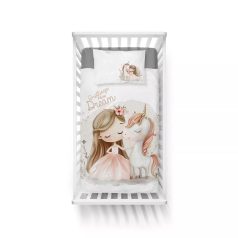   Pamut ágynemű huzat 90*120 cm - Egyszarvú púderrózsaszín