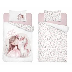 Pamut ágynemű huzat 90*120 cm - Egyszarvú rózsaszín