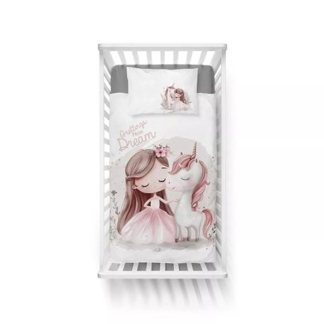 Pamut ágynemű huzat 90*120 cm - Egyszarvú rózsaszín