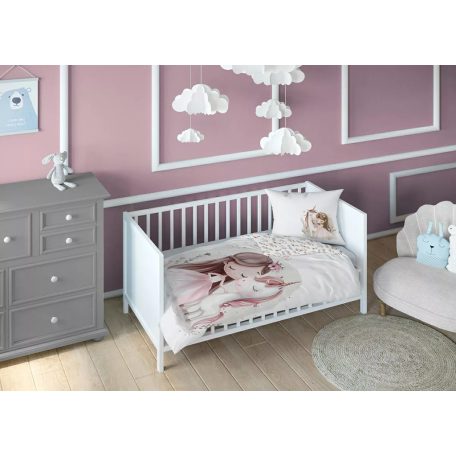 Pamut ágynemű huzat 100*135 cm - Egyszarvú púderrózsaszín