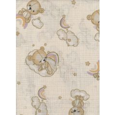 Mintás textil pelenka 1db-os - szivárványos-felhős maci