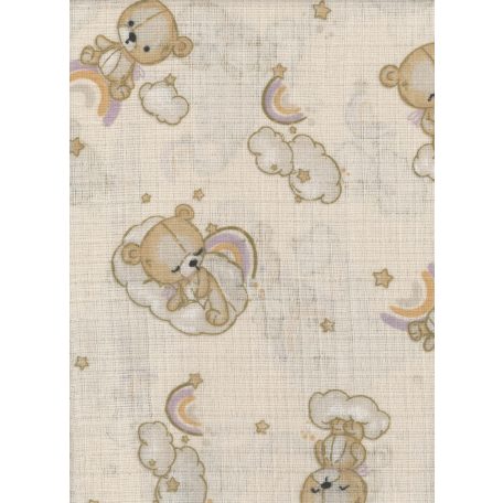 Mintás textil pelenka 1db-os - szivárványos-felhős maci