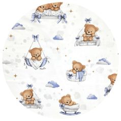 Baby Shop 60*120 cm pamut,gumis lepedő - Mackó álom kék
