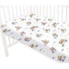 Baby Shop 60*120 cm pamut,gumis lepedő - Mackó álom kék
