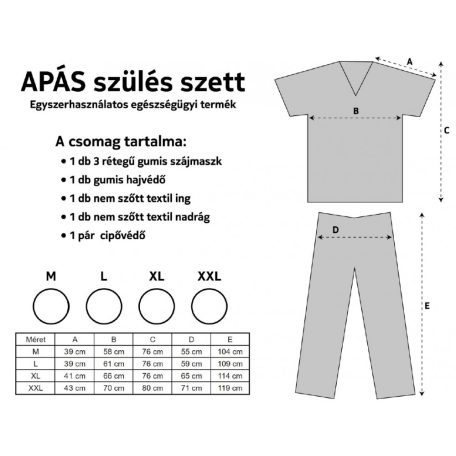 Apás szülés szett - XL méret