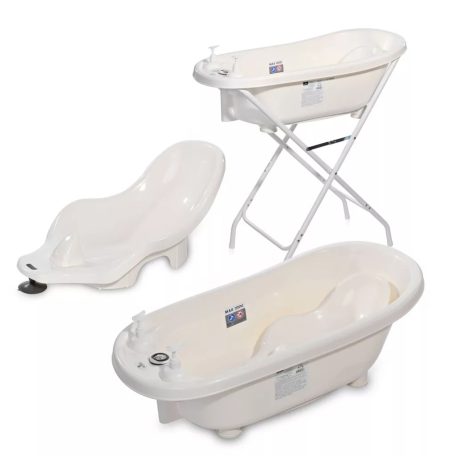 Lorelli kád leeresztő dugóval, babatartóval 88 cm + kádállvány - White