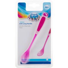 Canpol Műanyag kanál meghosszabított nyéllel 4hó+  pink