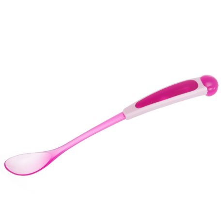 Canpol Műanyag kanál meghosszabított nyéllel 4hó+  pink
