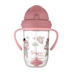   Canpol Cseppmentes szívószálas itatópohár nehezékkel 270 ml (6h+) - Cica