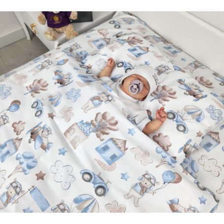 Baby Shop 3 részes ágynemű garnitúra - Kék repülő maci
