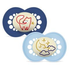   MAM Original Night 6 hó+ szilikon nyugtató cumi 2 db - kék róka/hold