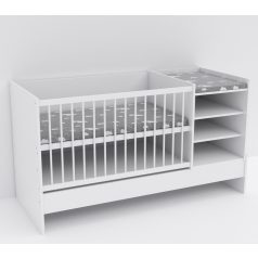   Baby Shop Basic – kombiágy (ágyneműtartó nélkül) bordázott fehér