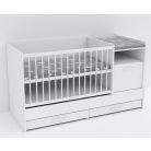 Baby Shop Basic – kombiágy (ágyneműtartóval) bordázott fehér