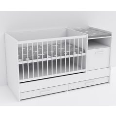   Baby Shop Basic – kombiágy (ágyneműtartóval) bordázott fehér